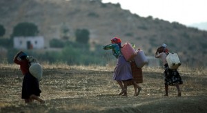 Women in Africa transport water in drought