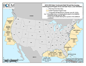 Map of proposed drilling areas (Bureau of Ocean Energy Management)